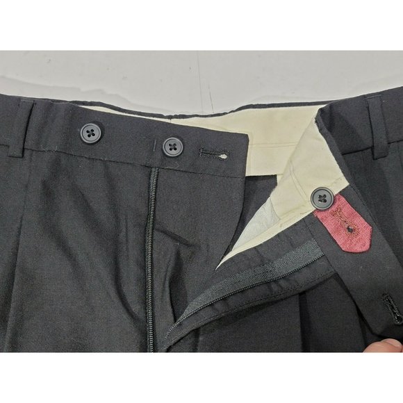 Vincenzo D'Italia True Black 100% Wool Pleated Rolled Hem Dress Pants Size 36 - Picture 4 of 9